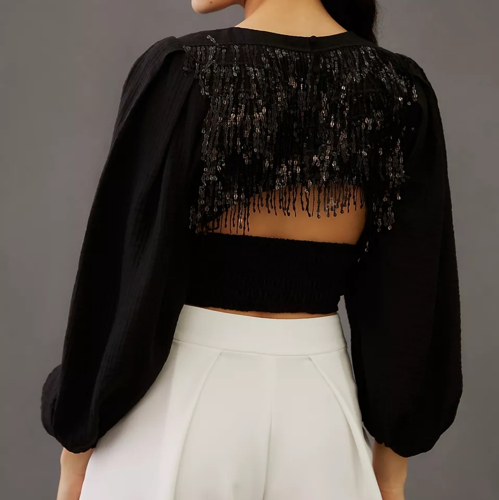Anthropologie Current Air Sequin Back Top
